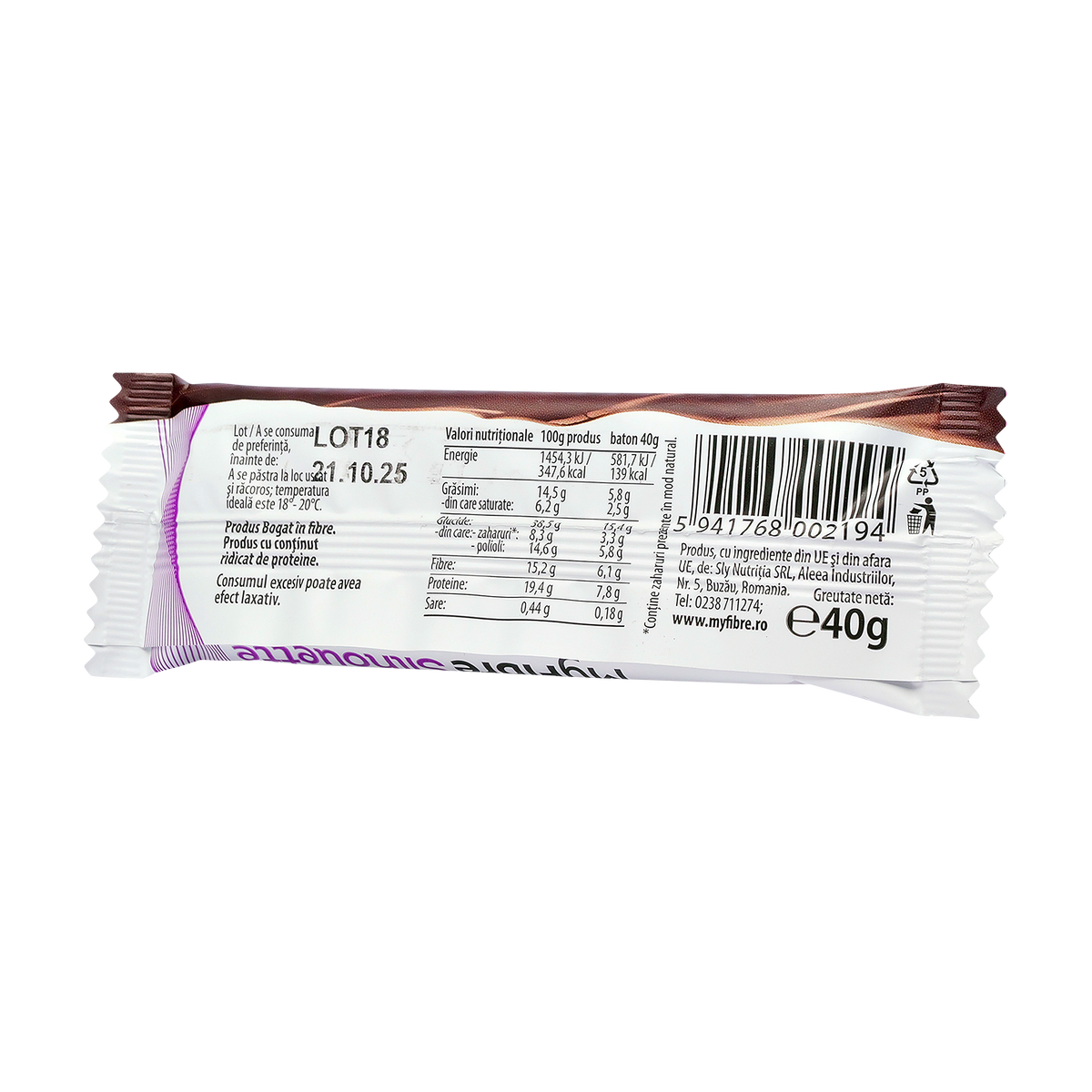 Baton My fibre Silhuette cu glucomannan si ceai verde fara zahar 40 g