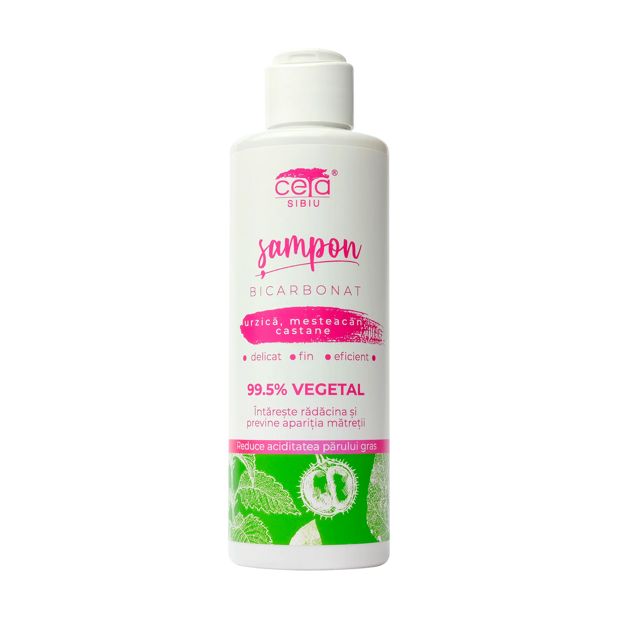 Sampon 99.5% vegetal bicarbonat, urzica, mesteacan, castane 200 ml