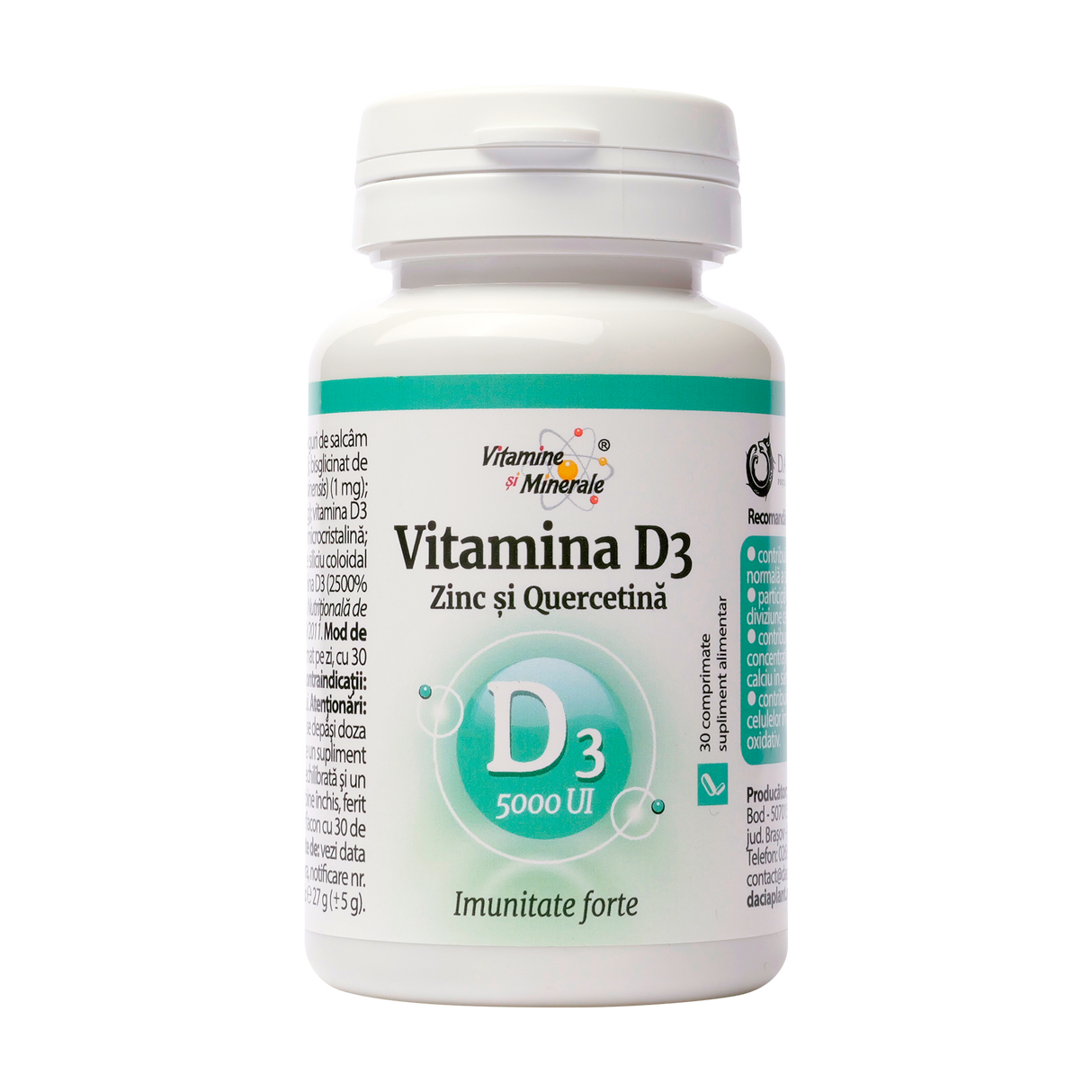 Vitamina D3 5000ui cu zinc si quercetina 30 comprimate
