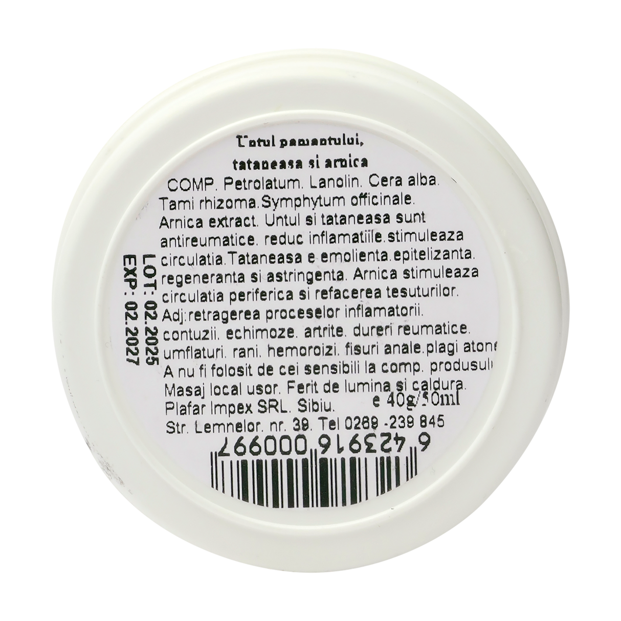 Unguent untul pamantului, tataneasa si arnica 40 g