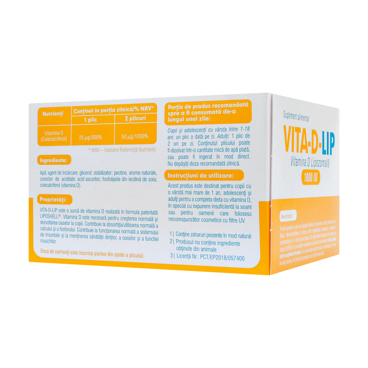 Vitamina D 1000 UI Lipozomala 30 plicuri