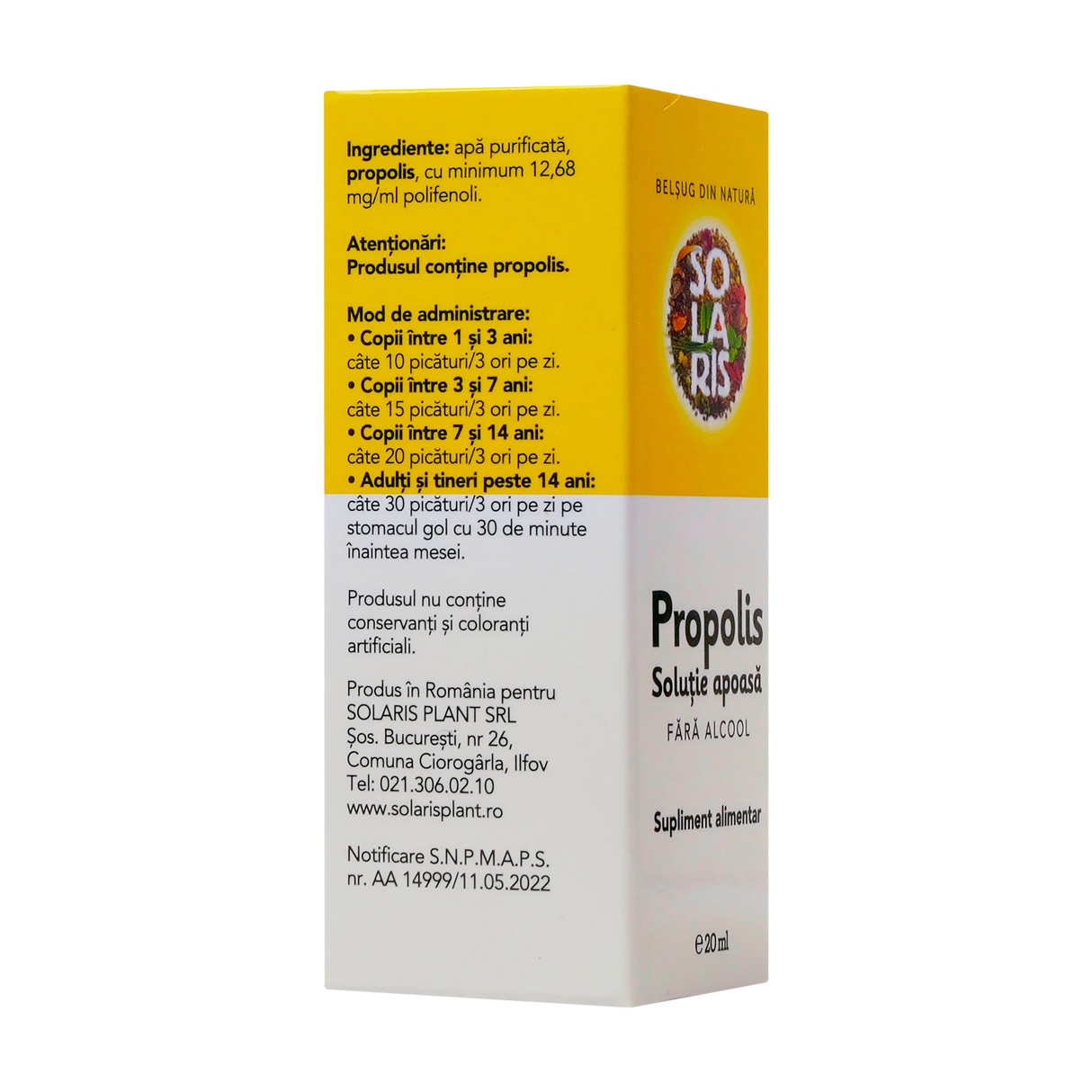 Solutie apoasa de propolis fara alcool 20 ml