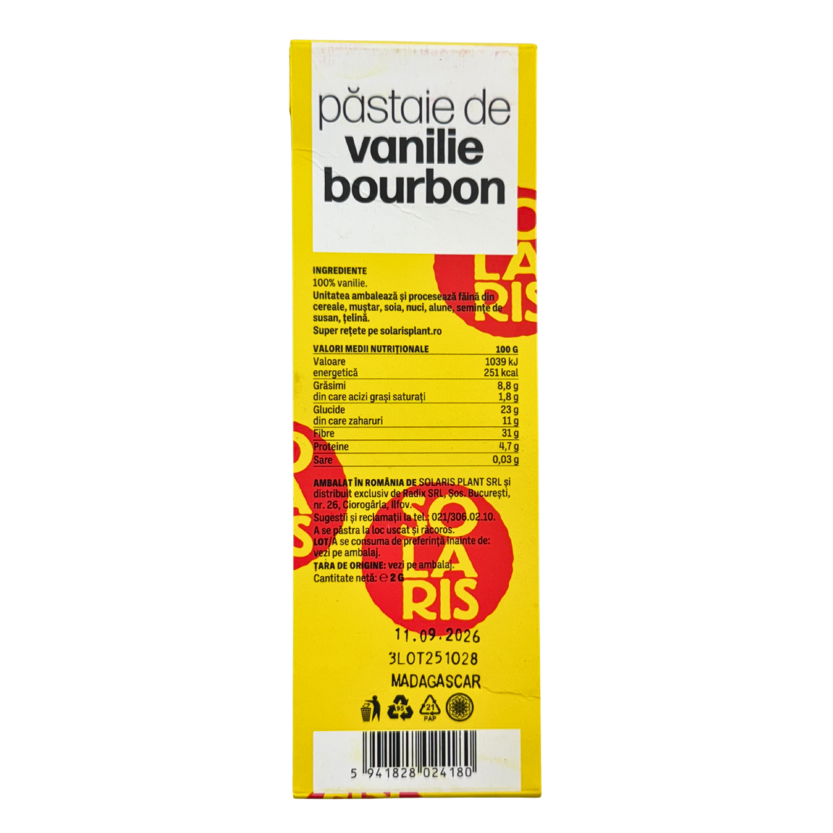 Pastaie de vanilie bourbon 2g Solaris plant