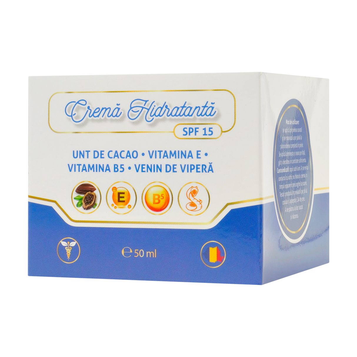 Crema hidratanta cu unt de cacao, vitamina E, B5 si venin de vipera 50 ml