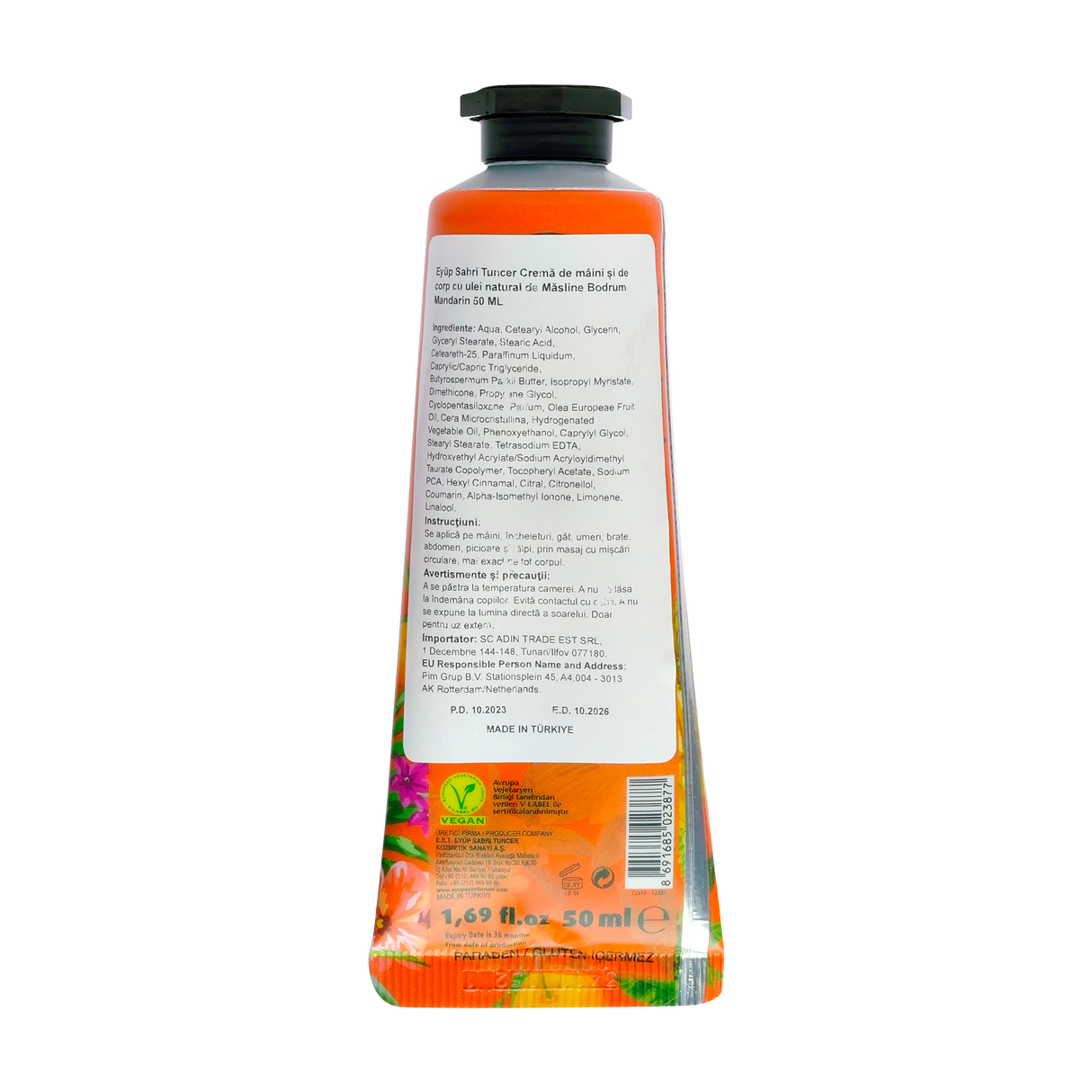 Crema de maini si corp cu Ulei de Masline Bodrum Mandarin 50 ml