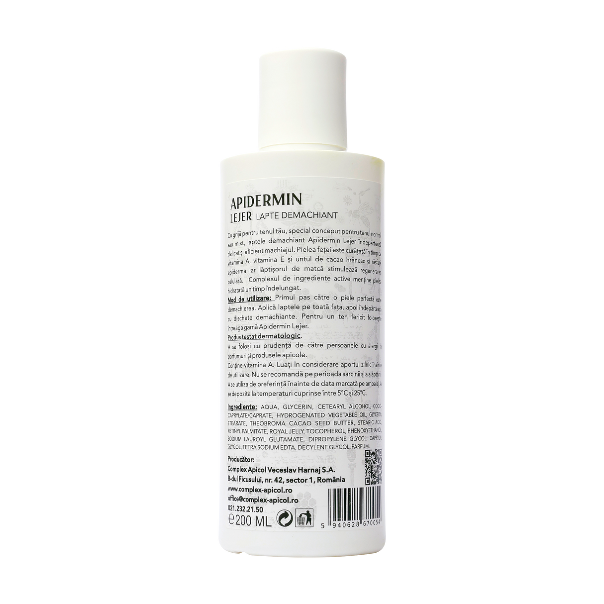 Apidermin lejer lapte demachiant 200 ml