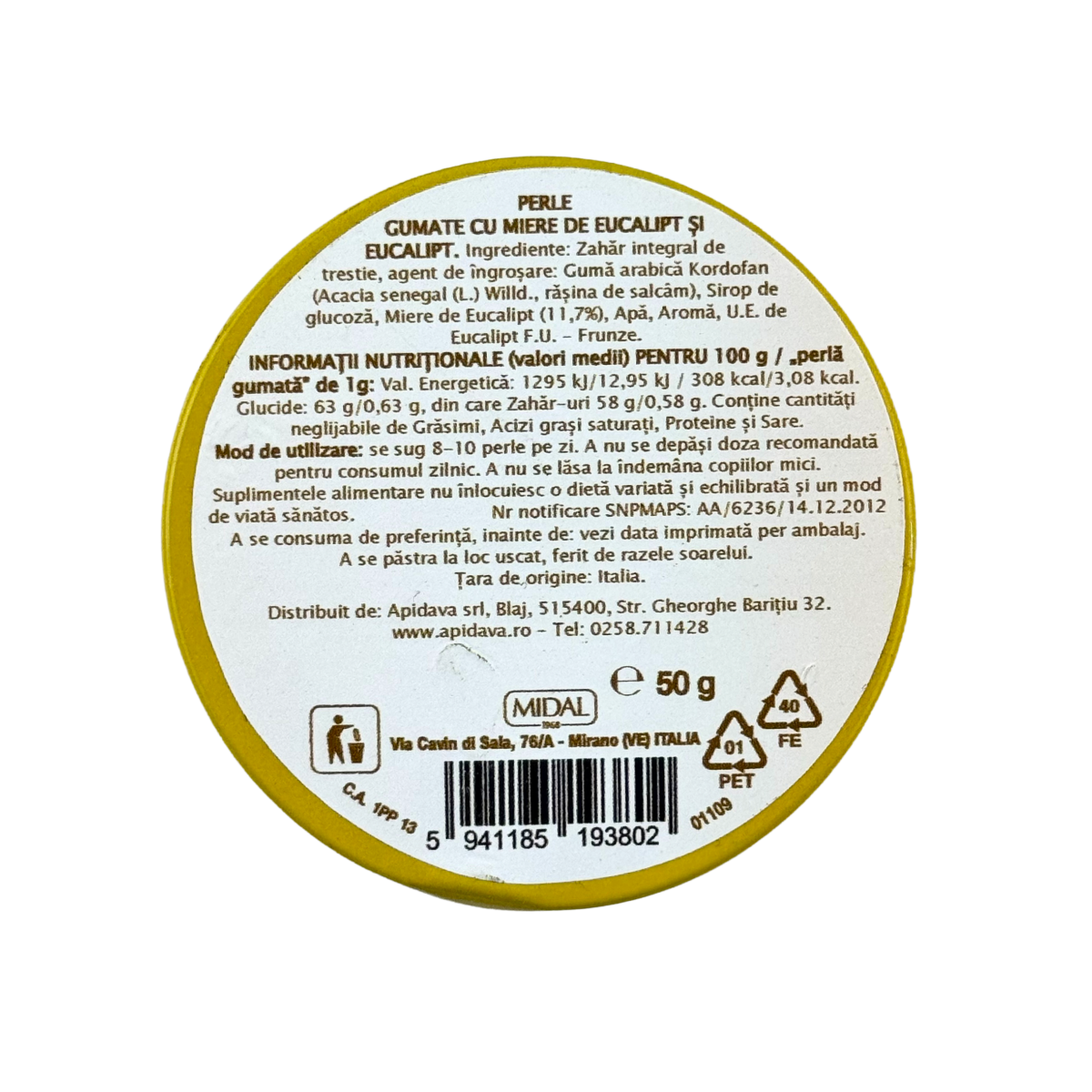 Pastile gumate cu miere si eucalipt 50 g
