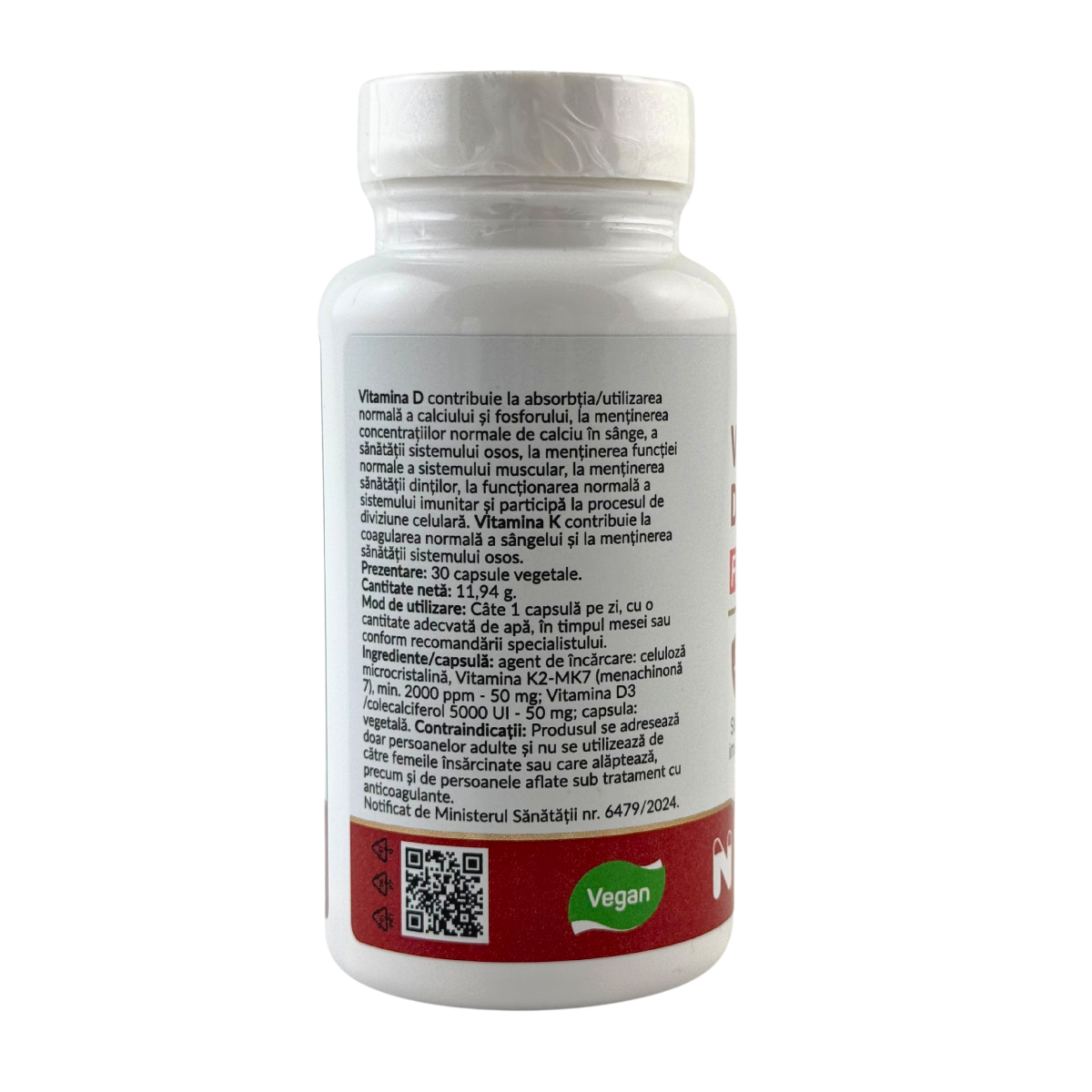 Vitamina D3 5000UI si K2 100mg Forte 30 capsule