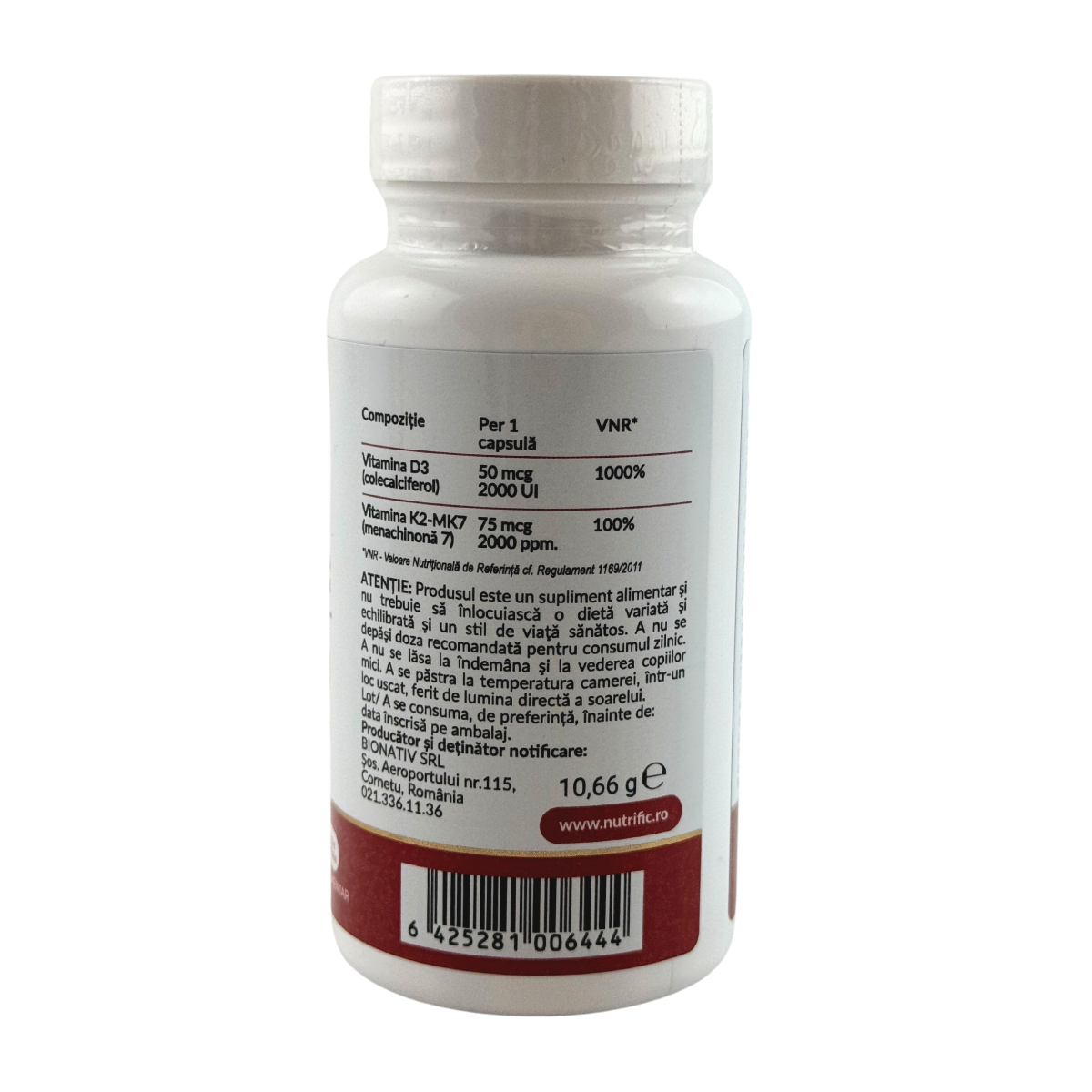 Vitamina D3 2000UI si K2 Optim 30 capsule