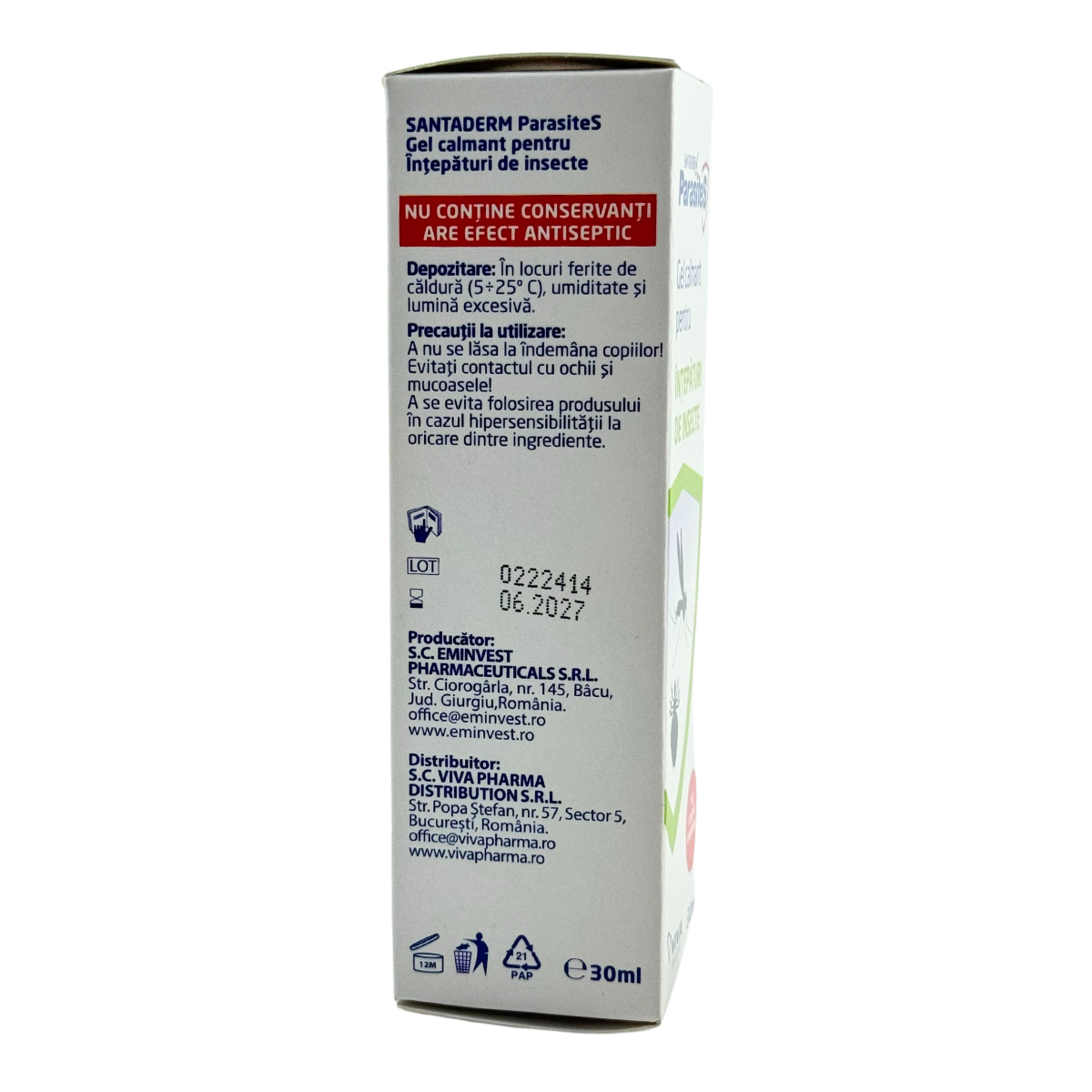Gel calmant pentru intepaturi de insecte 30 ml