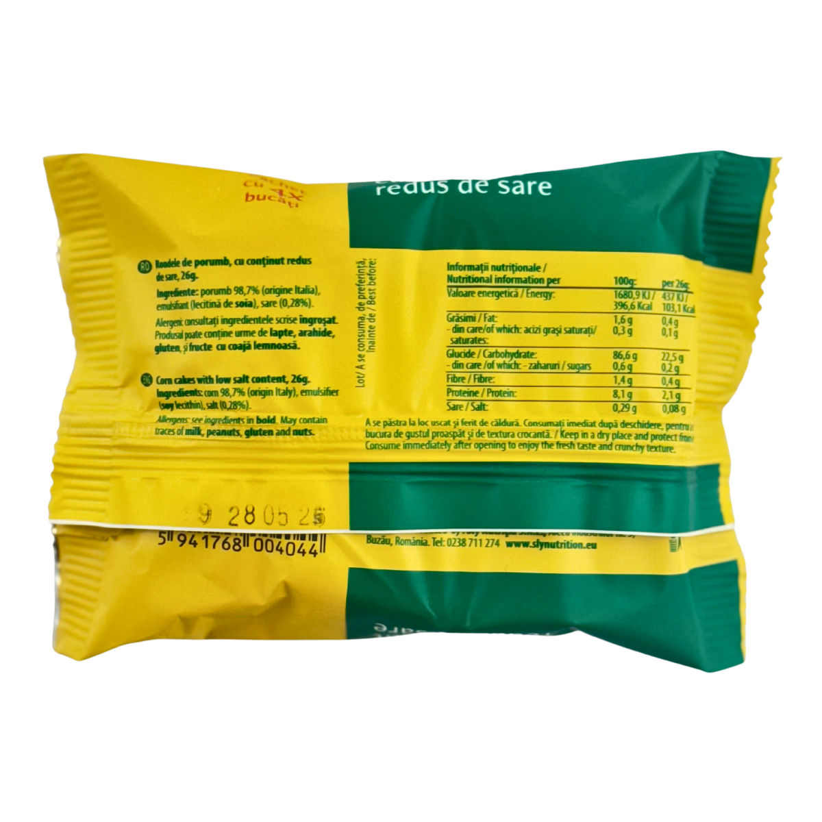 Rondele de porumb cu continut redus de sare 26 g