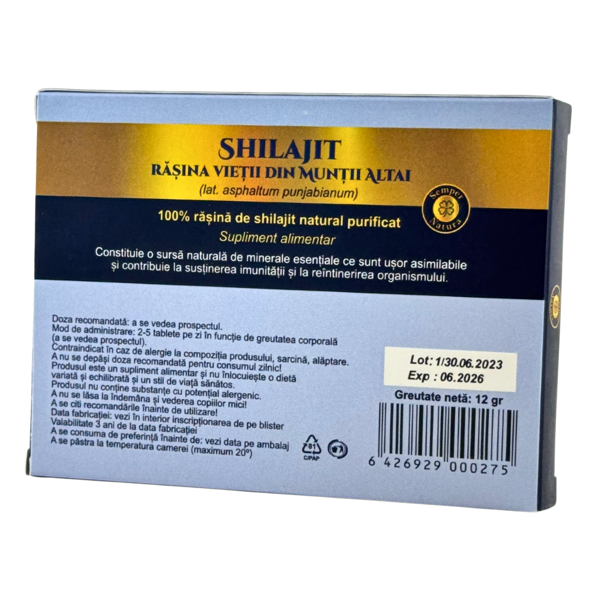 Shilajit - Rasina vietii din muntii Altai 60 tablete