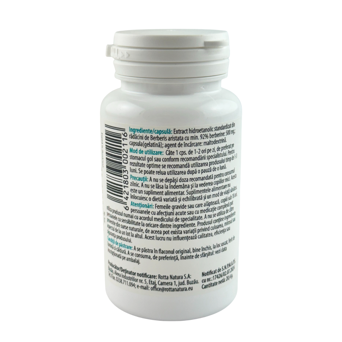 Berberine extract 500mg 30 capsule