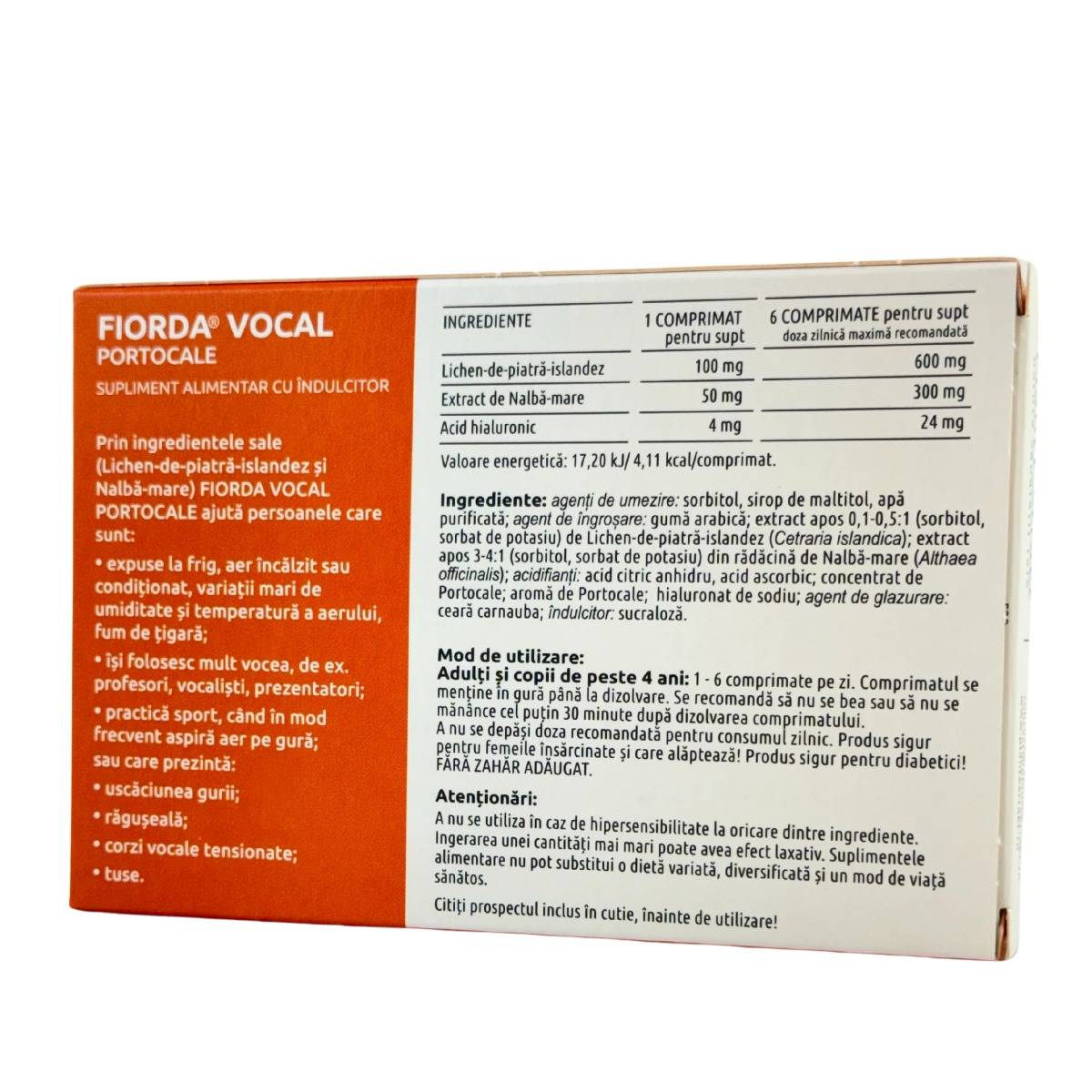 Fiorda Vocal Portocale 30 comprimate pentru supt