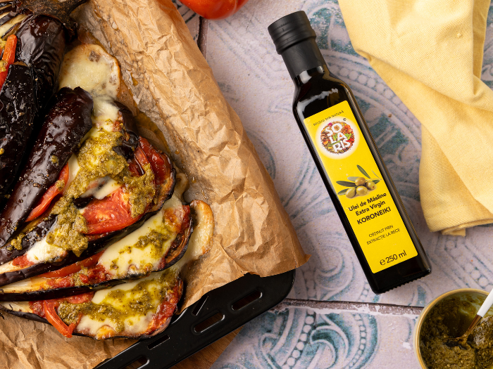 Evantai de vinete cu mozzarella
