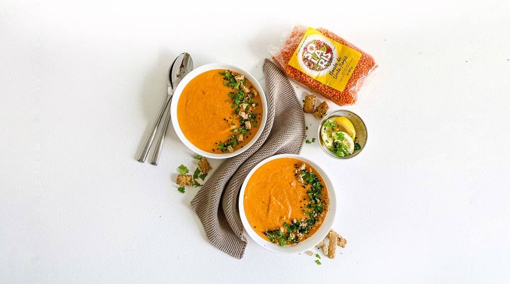 Supa crema de linte rosie cu legume