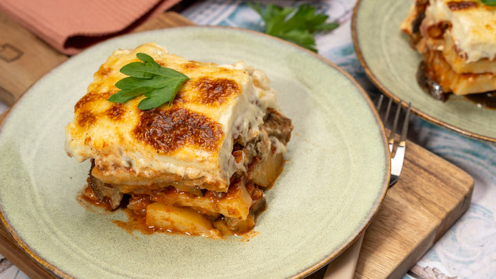 Musaca vegana cu ulei de masline extravirgin Koroneiki