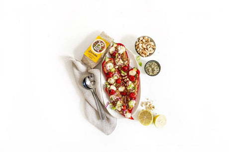 Ardei umpluti cu quinoa, rosii cherry si mozzarella