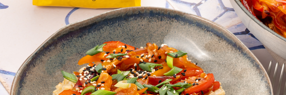 Orez integral cu stir fry de legume