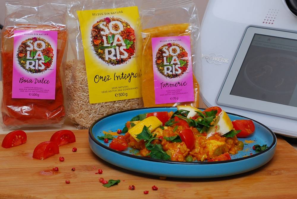 Paella cu tofu afumat