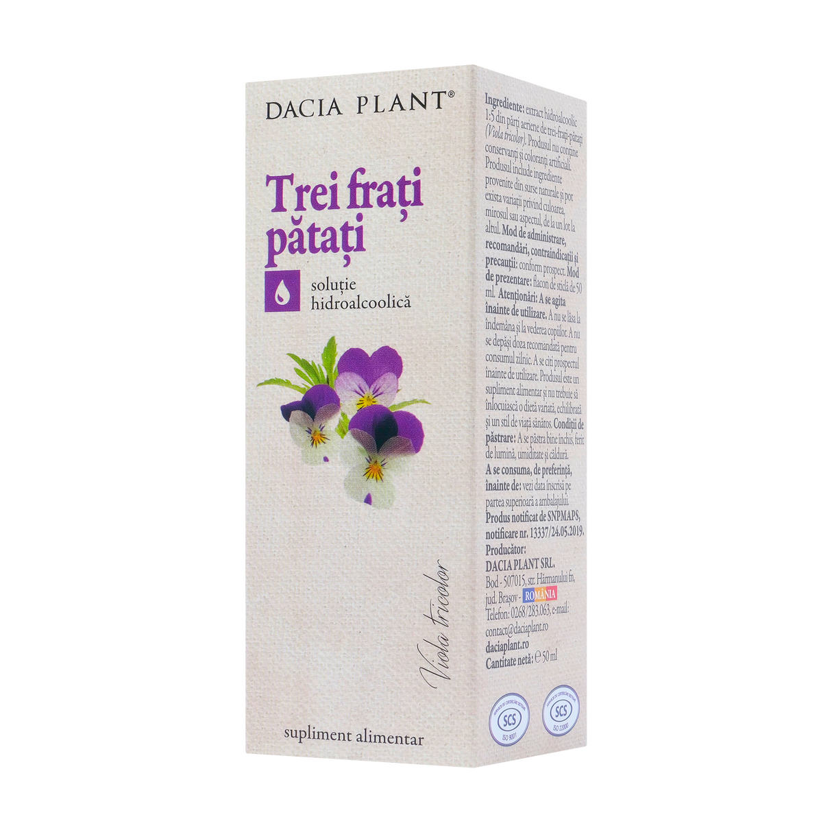 Tinctura trei frati patati 50 ml Dacia Plant