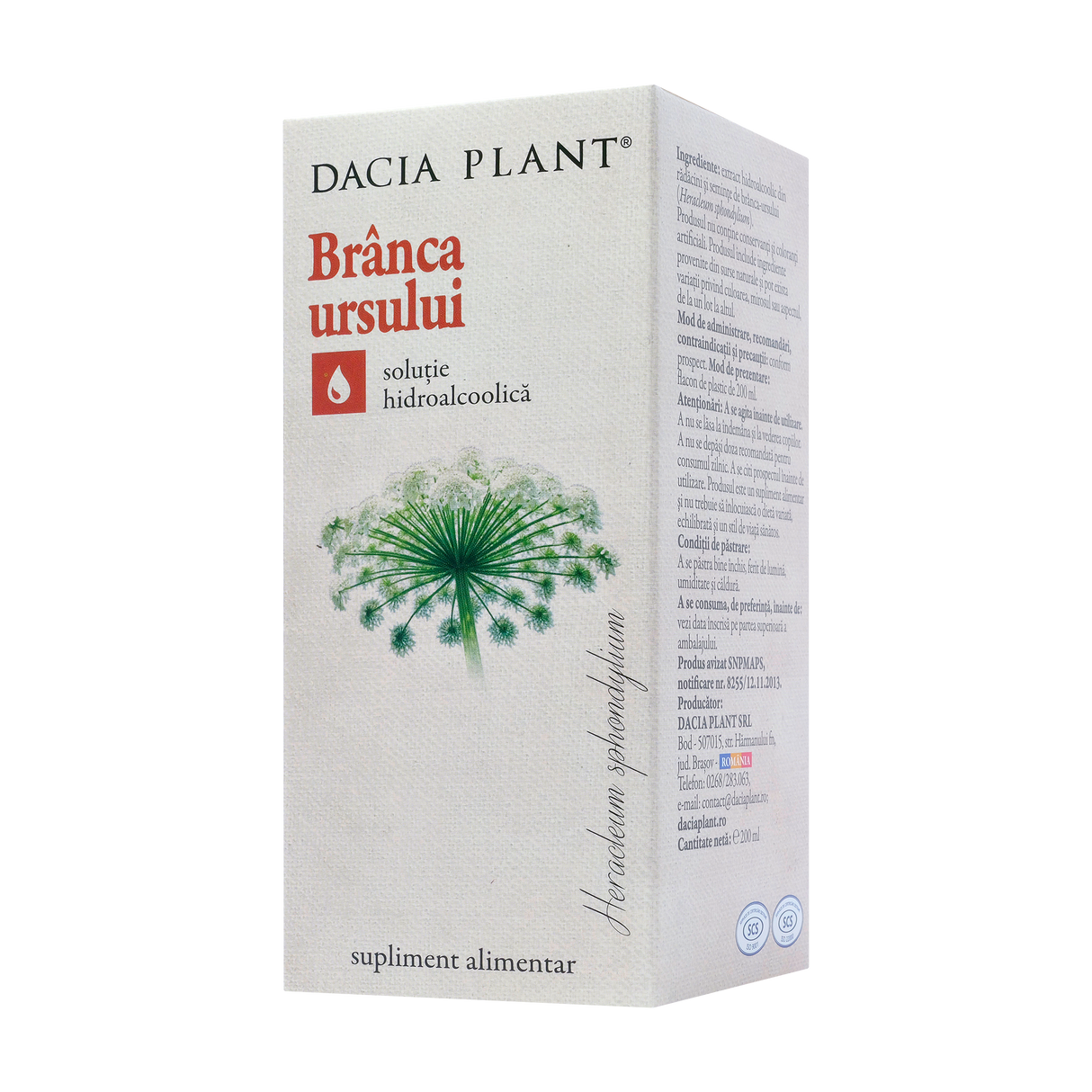 Tinctura branca ursului 200 ml Dacia Plant