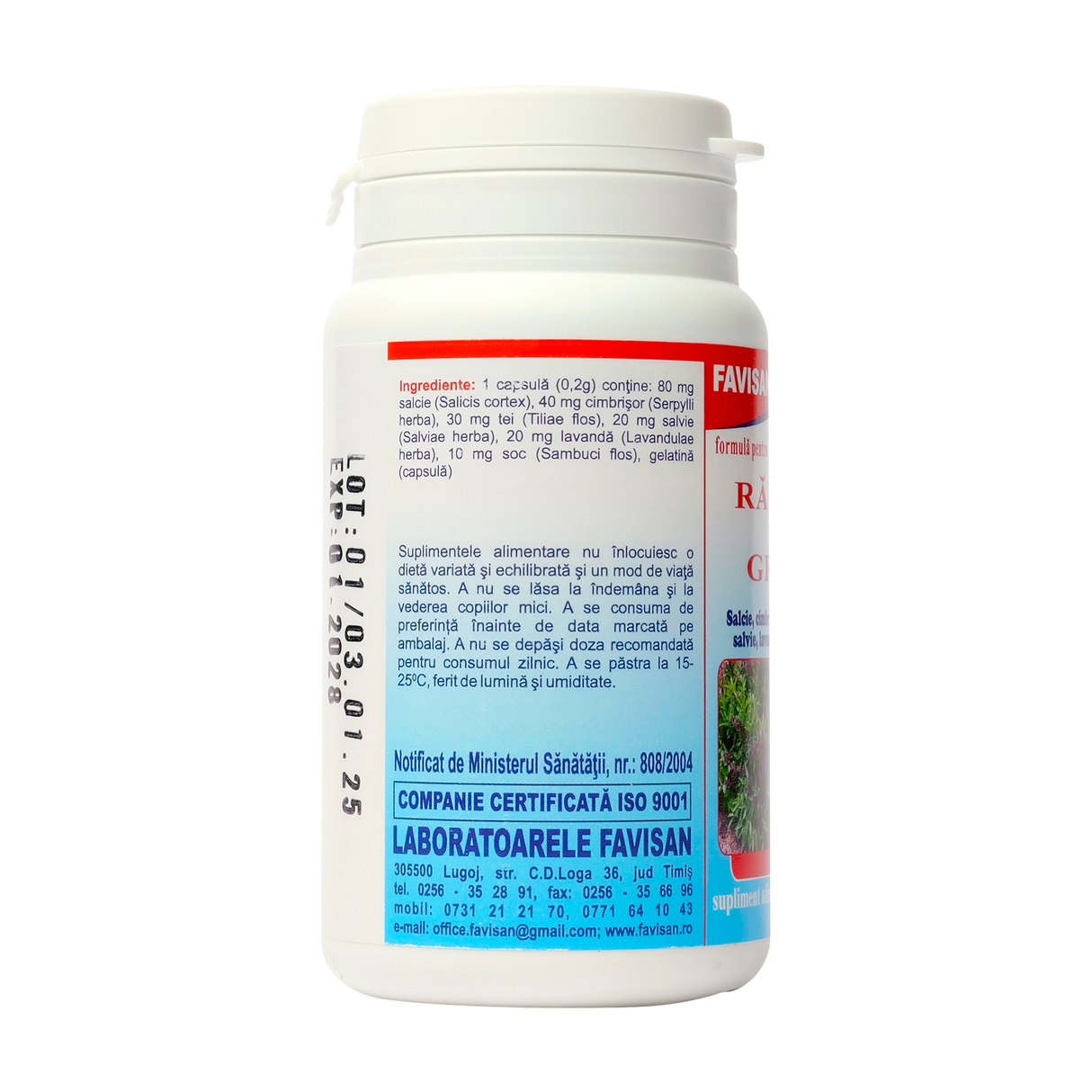 Raceli si gripe salcie, cimbrisor, tei, salvie, lavanda, soc 40 capsule