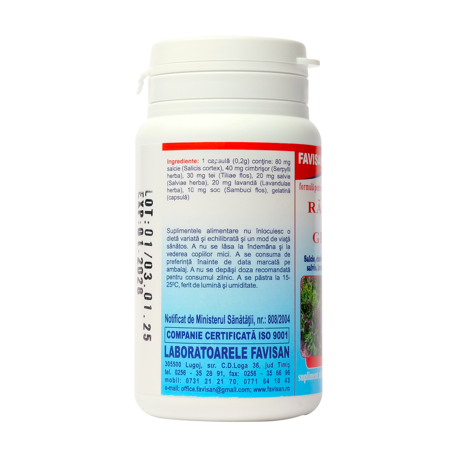 Raceli si gripe salcie, cimbrisor, tei, salvie, lavanda, soc 40 capsule