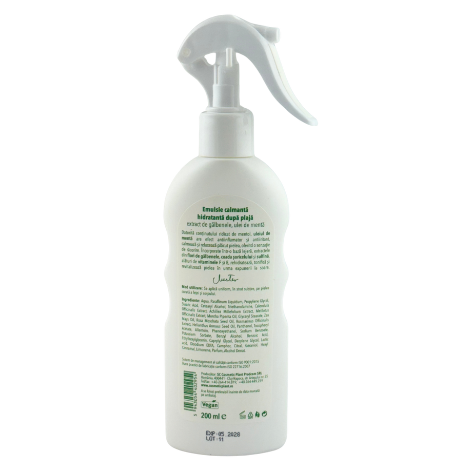 Emulsie calmanta-hidratanta dupa plaja cu ulei de menta si extract de galbenele 200 ml
