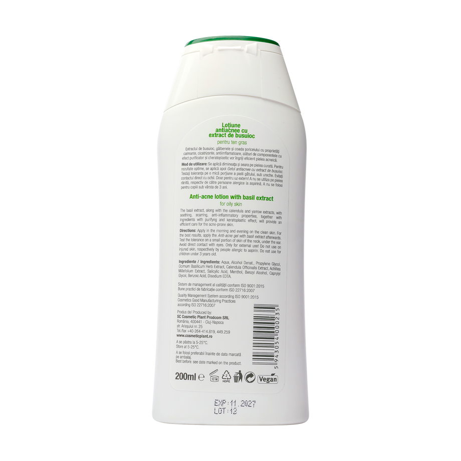Lotiune antiacneica cu busuioc 200 ml