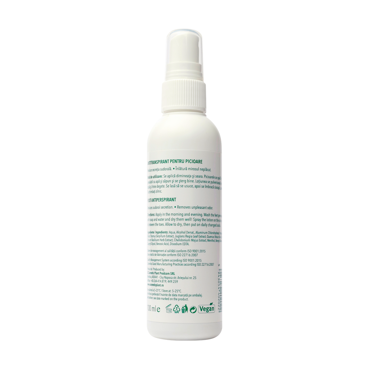 Spray antiperspirant picioare 100 ml Cosmetic Plant