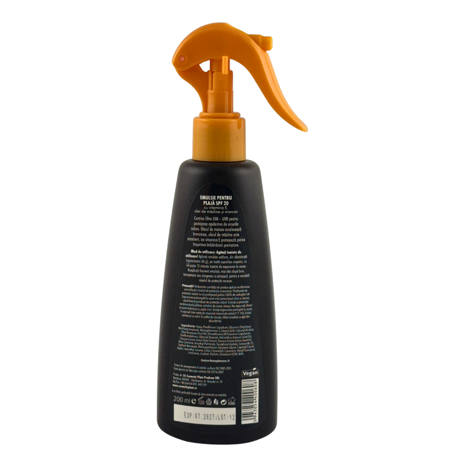 Emulsie plaja Oliv SPF 20 cu ulei de morcov si masline 200 ml