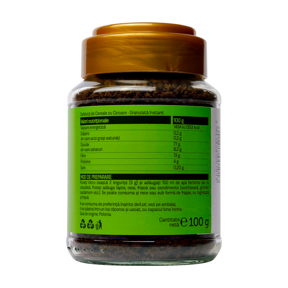 Cafeluta de cereale si cicoare granulata borcan 100 g