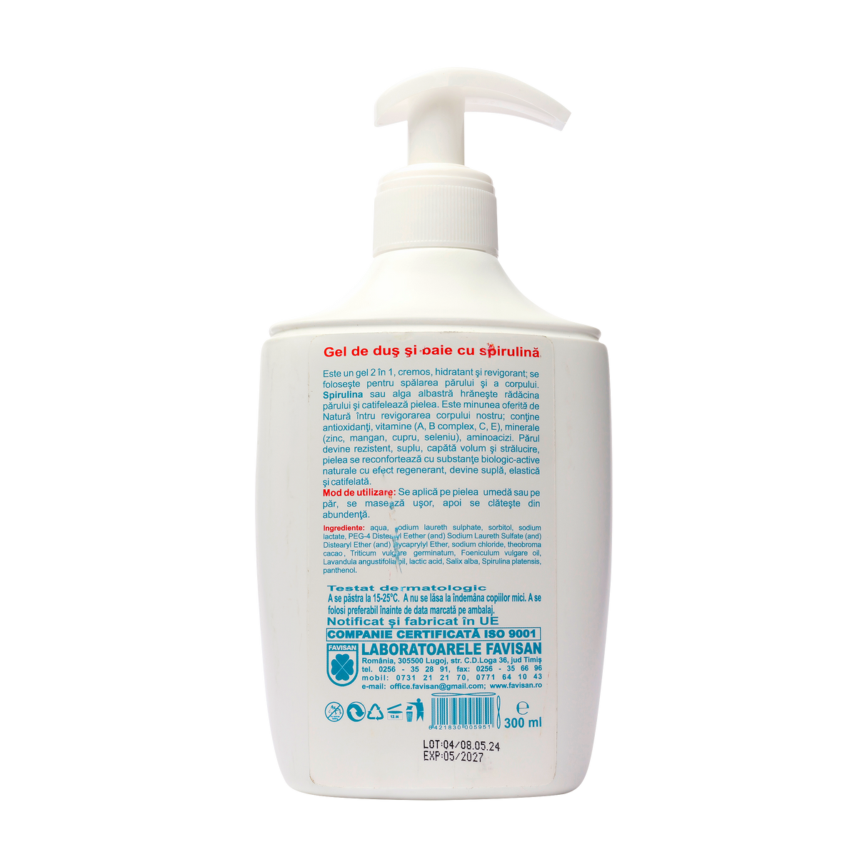 Gel de dus si baie cu spirulina 300 ml
