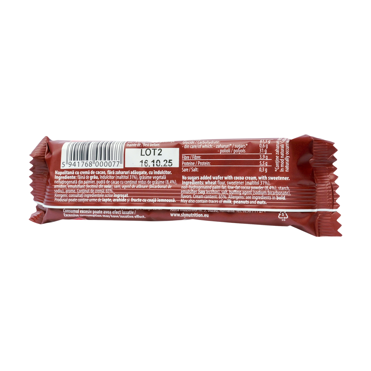 Napolitane cu crema de cacao fara zahar 20 g