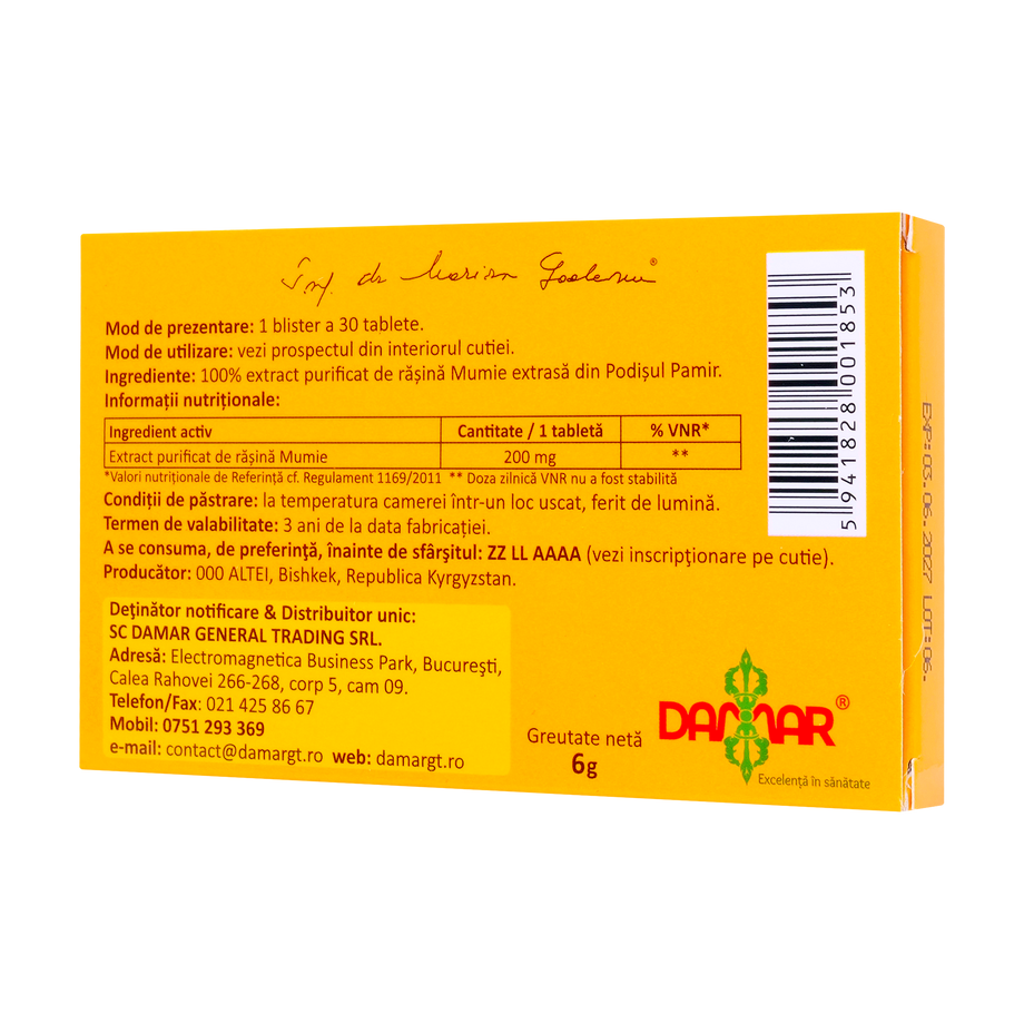 Extract purificat de rasina mumie 30 tablete