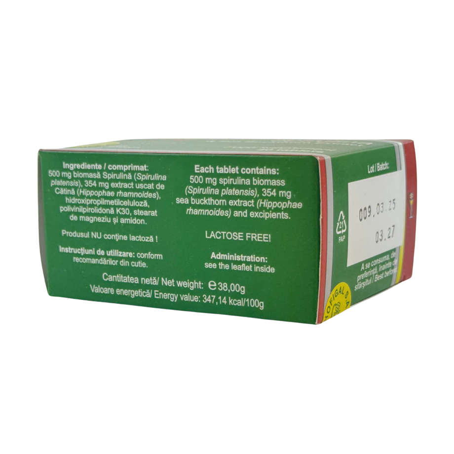 Spirulina cu extract total de catina 40 comprimate