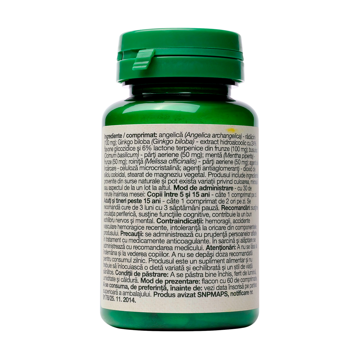 Ginkgo biloba 100mg 60 comprimate