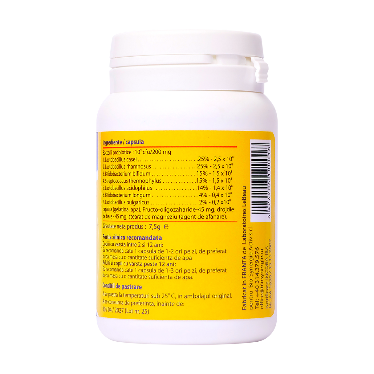 7 bacterii lactice 300mg 20 capsule
