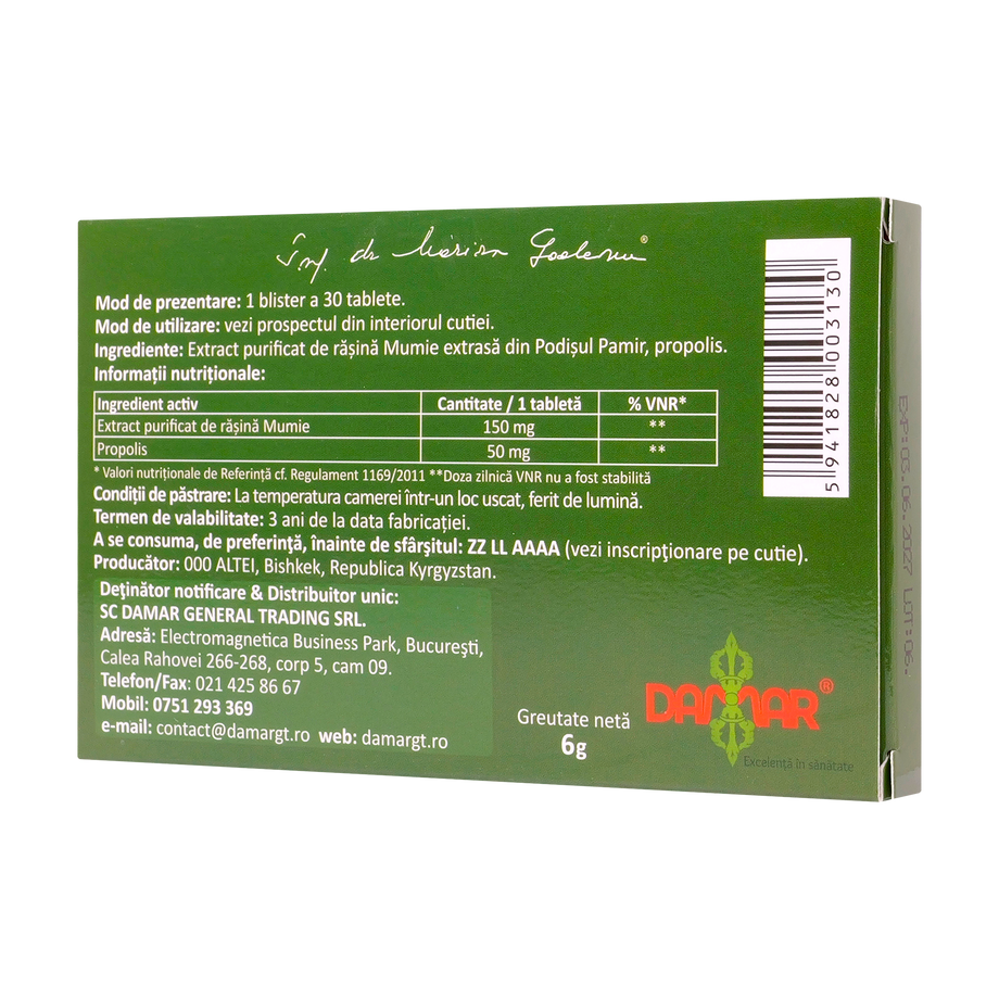 Extract purificat de rasina mumie cu propolis 30 tablete
