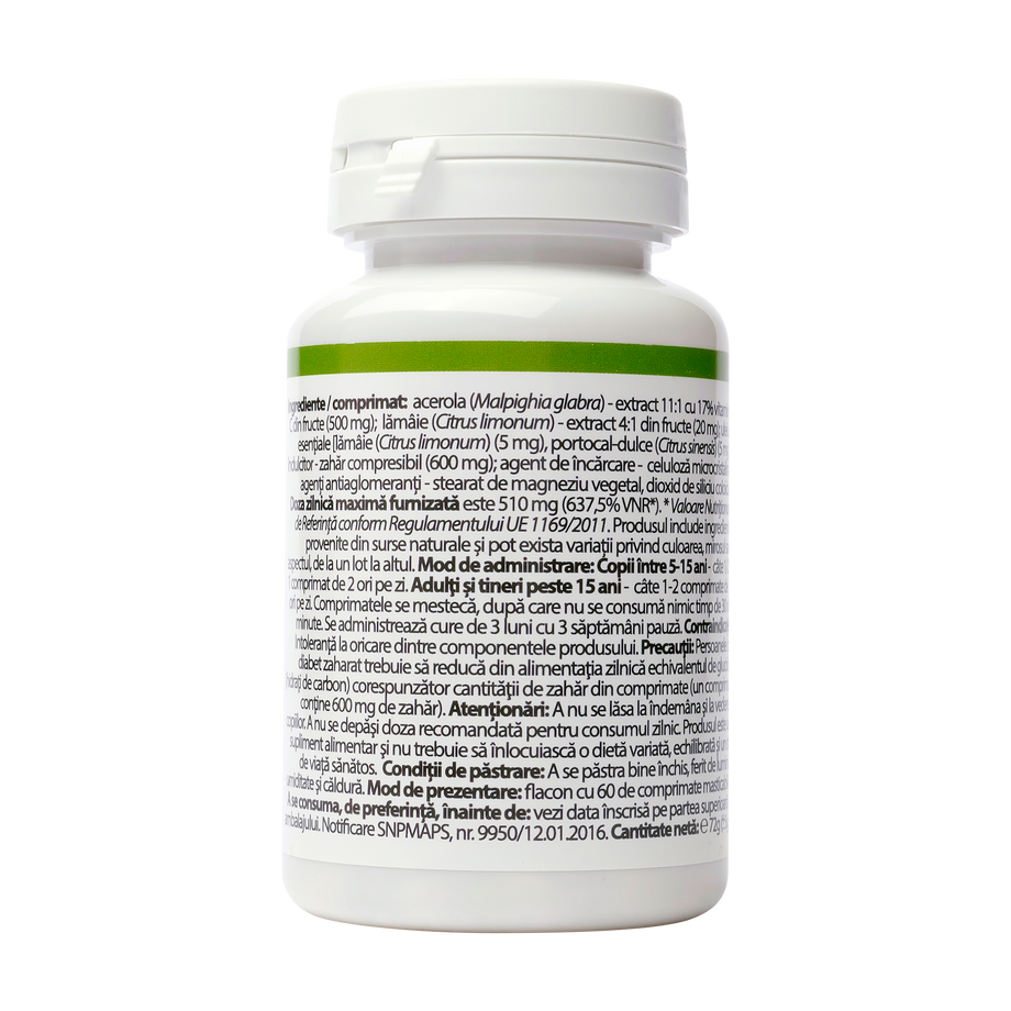 Vitamina C cu acerola 500 mg 60 comprimate