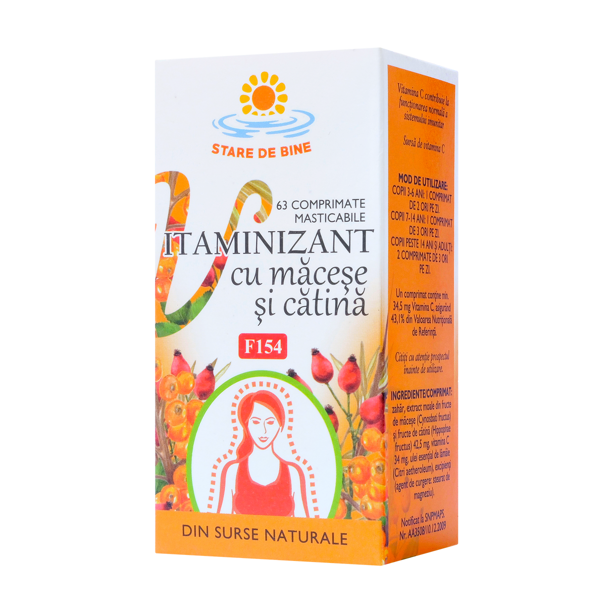 Vitaminizant macese si catina 60 capsule