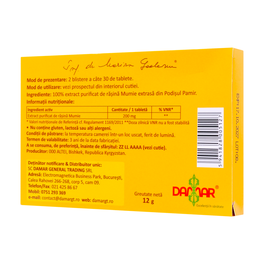 Extract purificat de rasina mumie 60 tablete