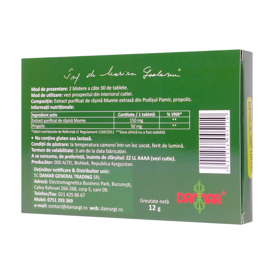 Extract purificat de rasina mumie cu propolis 60 tablete