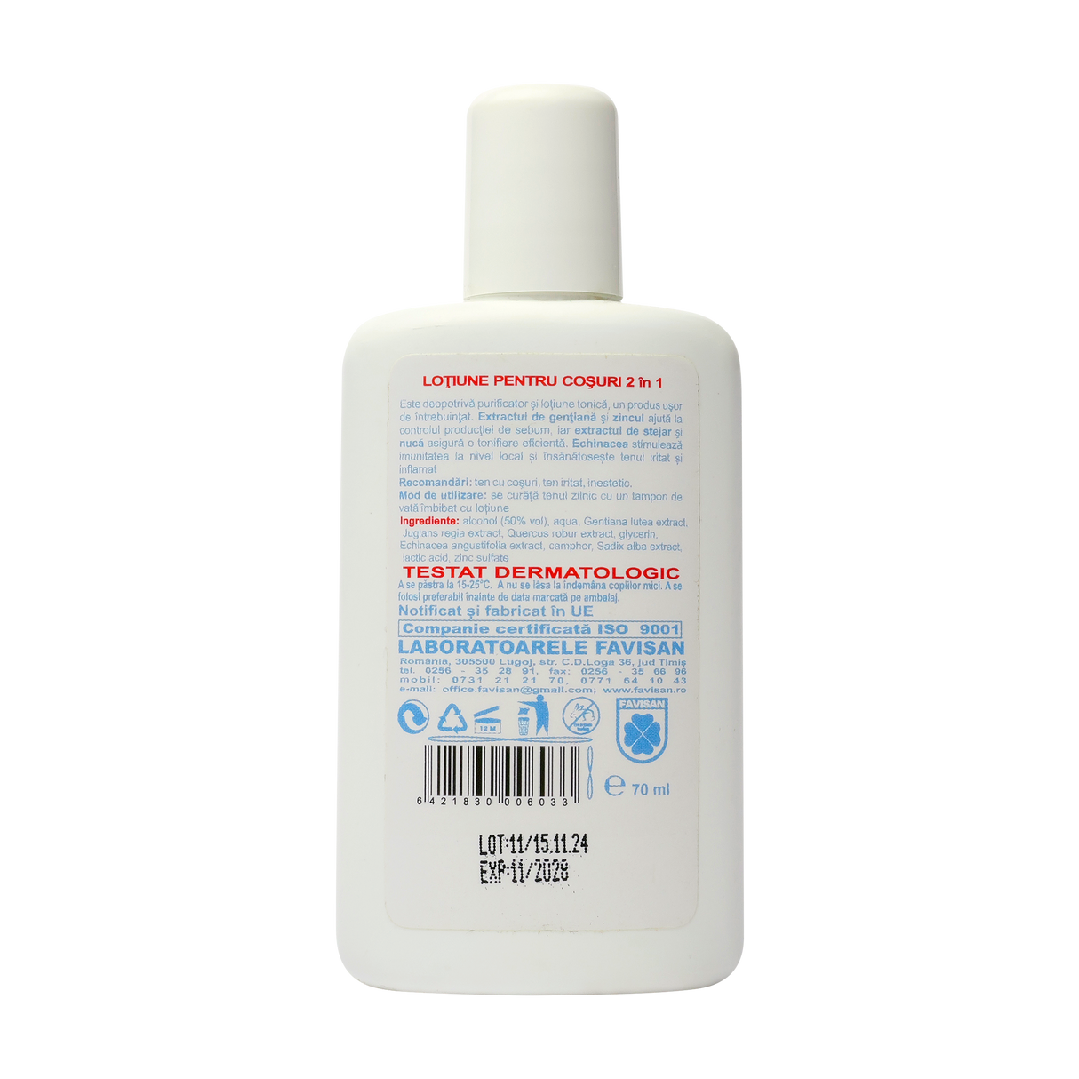 Lotiune cosuri 2 in 1 cu echinacea Faviclear 70 ml