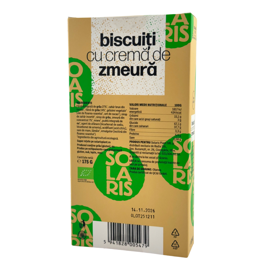 Biscuiti cu crema de zmeura 175 g