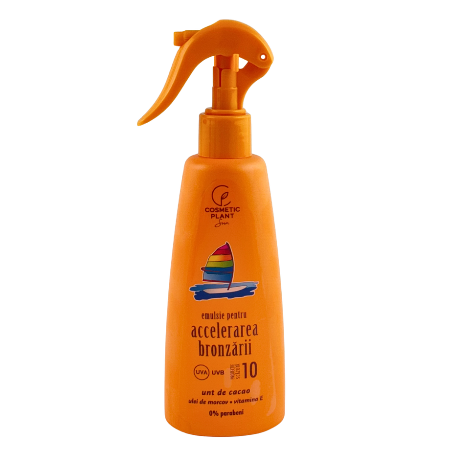 Emulsie pentru accelerarea bronzarii SPF 10 cu unt de cacao, ulei de morcov si vitamina E 200 ml