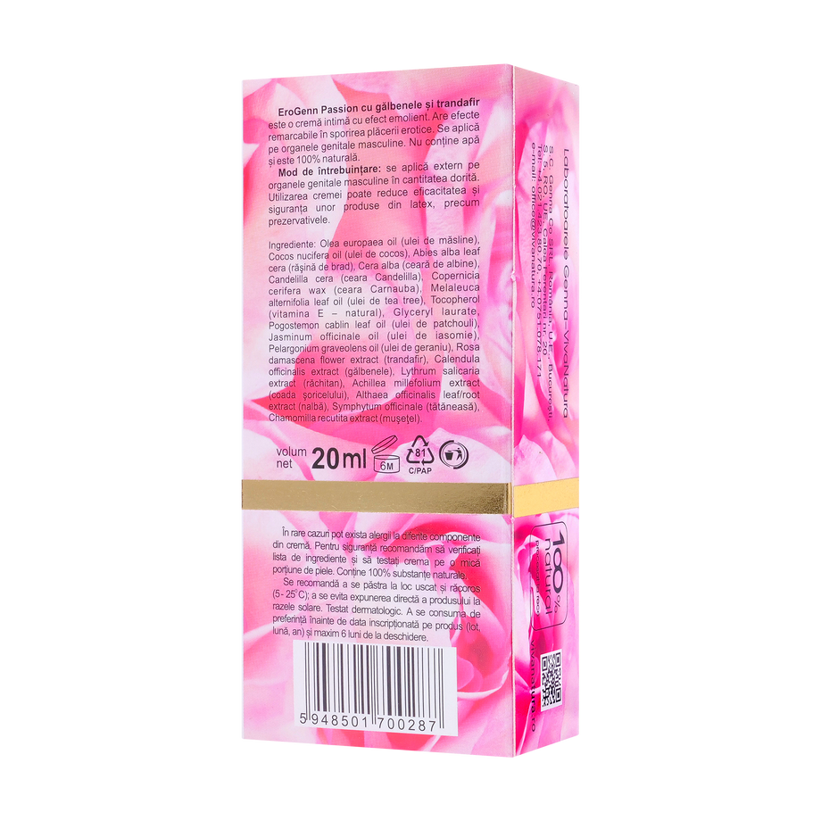 Crema intima galbenele si trandafir erogenn passion 20 ml