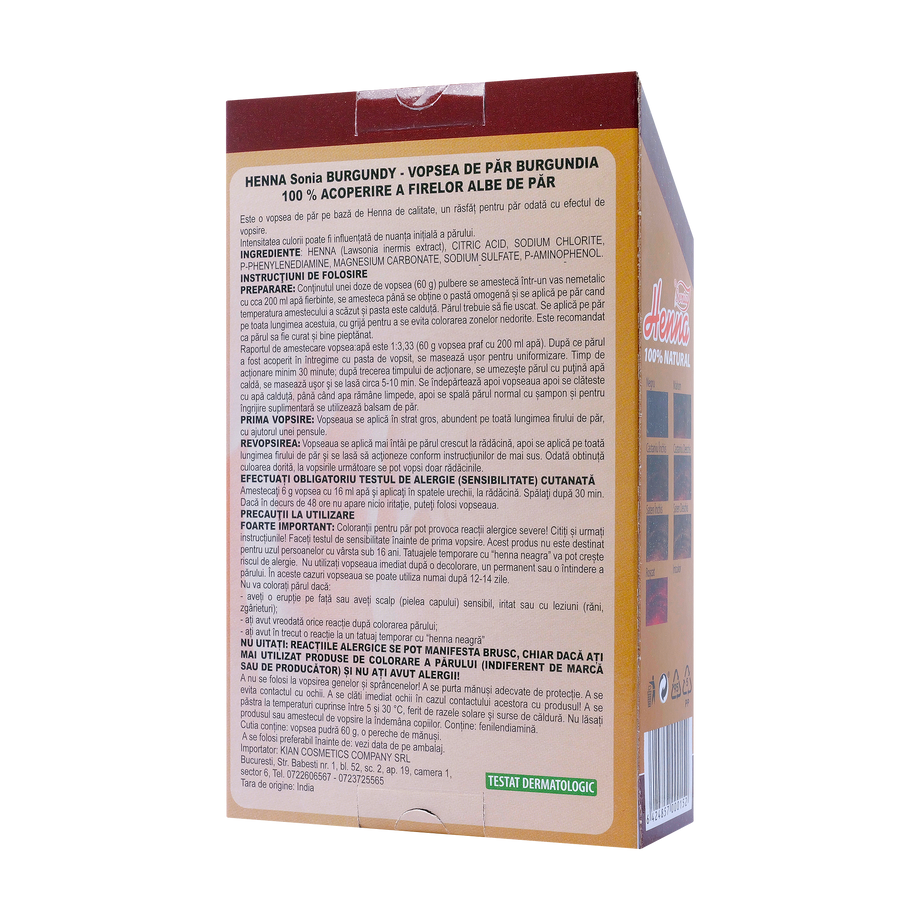Vopsea par henna sonia premium burgundy 60 g