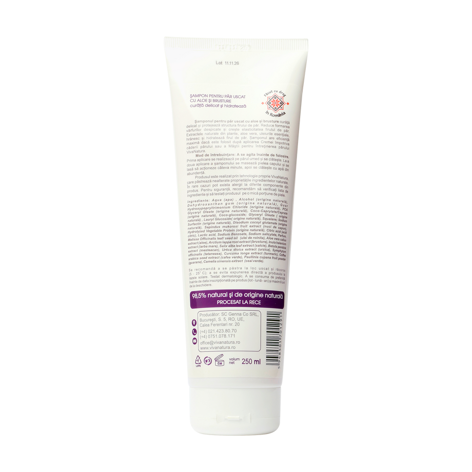 Sampon natural cu aloe si brusture-par uscat 250 ml